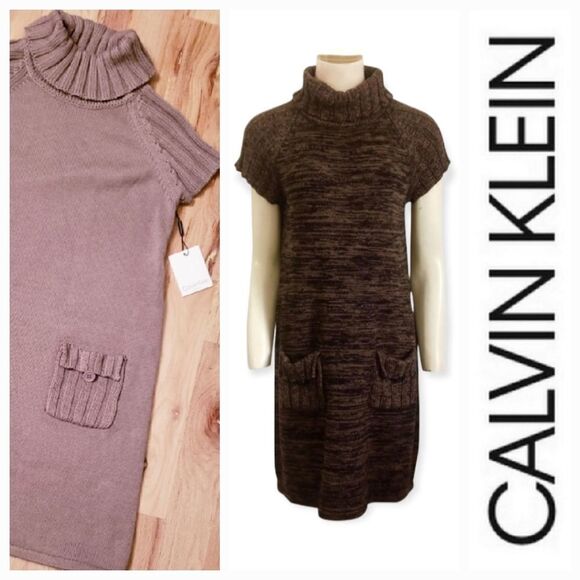 NWT Calvin Klein Cowl Neck Sweater Designer Dress - Picture 3 of 9